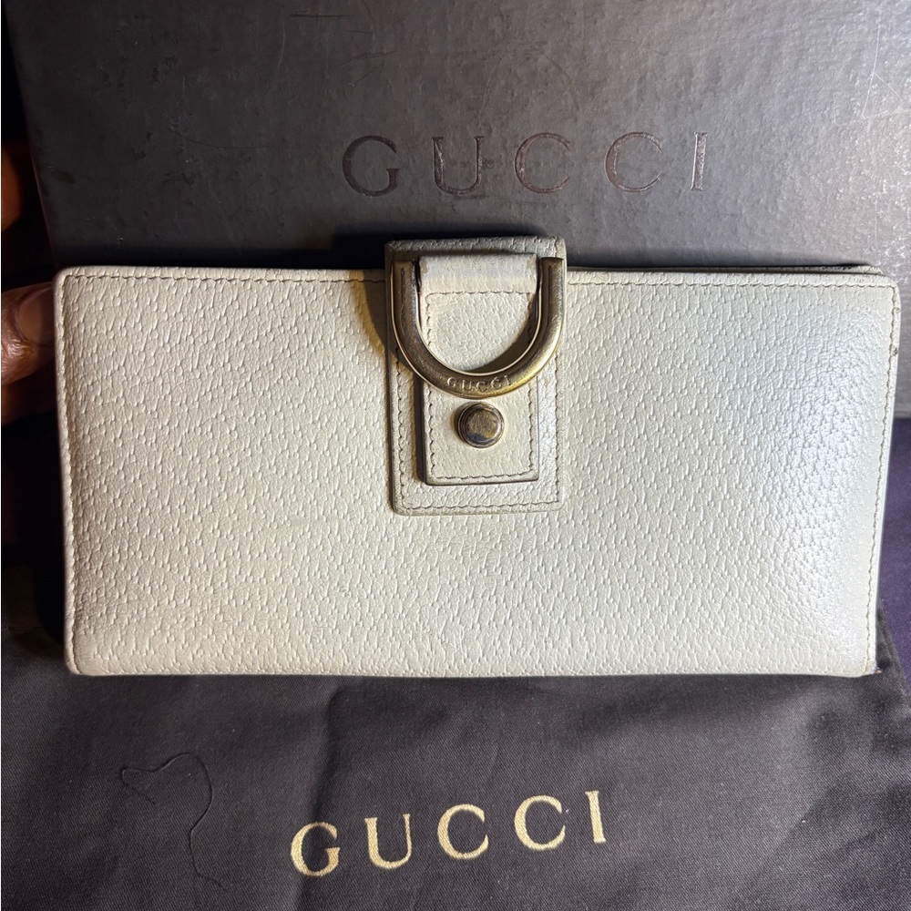 Gucci Micro GG, Vintage leather long wallet with gold hardware